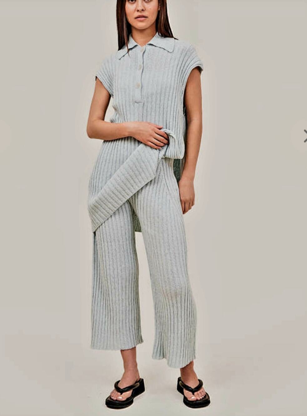 Rus Kyandoru Ribbed Pant Light Blue Organic Cotton Blend Size Small(estimated)